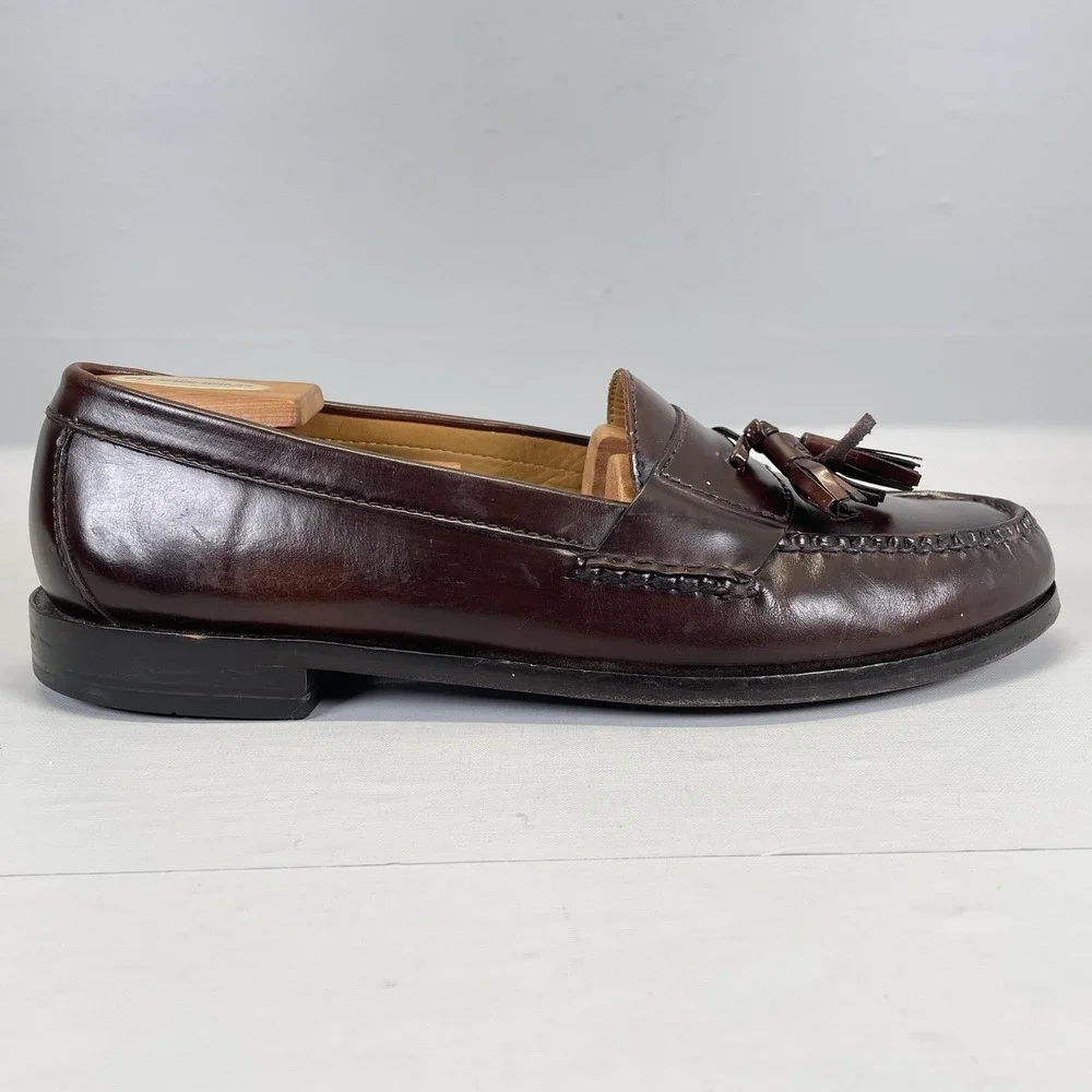 Cole Haan Tassel Loafers Mens Size 10 D Brown Leather Slip On Casual Dress Shoes
